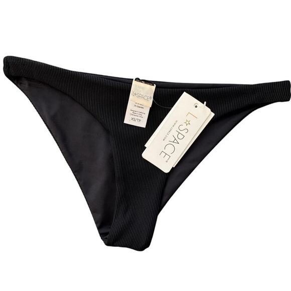 New L*SPACE Women's Black Ribbed Camacho Bikini Bottom Size XS - Picture 3 of 6